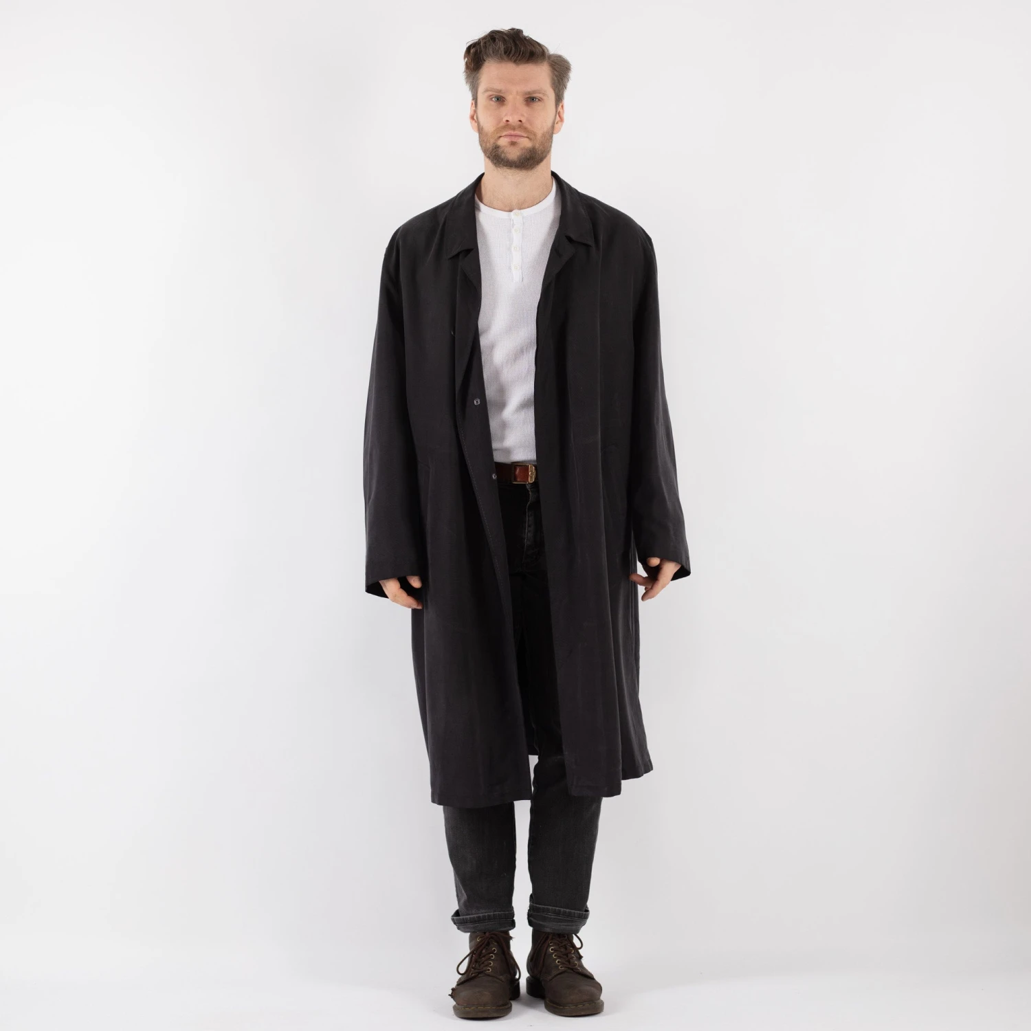 Vintage 90's Men Oversized Mac Coat In Gray 5 Vintage 90's Men Oversized Mac Coat In Gray - Image 5