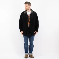 Vintage 90's Men Suede Sherpa Coat In Black -Northern Grip Square 0364 403a05e9 39ff 4d1d a39a 06026798b729