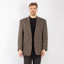 Vintage 90's Men Wool Blazer Jacket In Multi -Northern Grip Square 0366