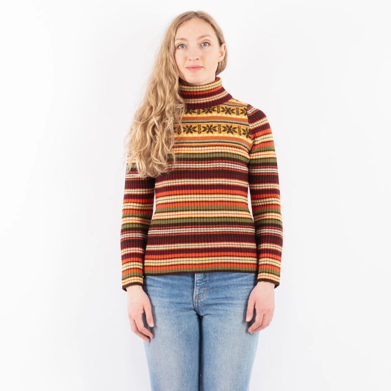 Vintage 90's Women Wool Turtleneck Sweater In Multi 4 Vintage 90's Women Wool Turtleneck Sweater In Multi - Image 4