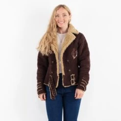Vintage 90's Women Faux Sheepskin Jacket In Brown -Northern Grip Square 0394 c5f13469 6ff3 4256 8fbe 887dbed3e55d