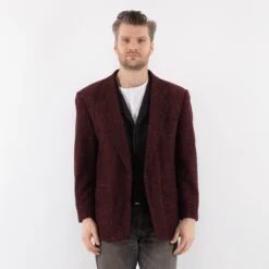 Vintage 70's Men Wool Blazer Jacket In Red 9 Vintage 70's Men Wool Blazer Jacket In Red -Northern Grip Square 0460