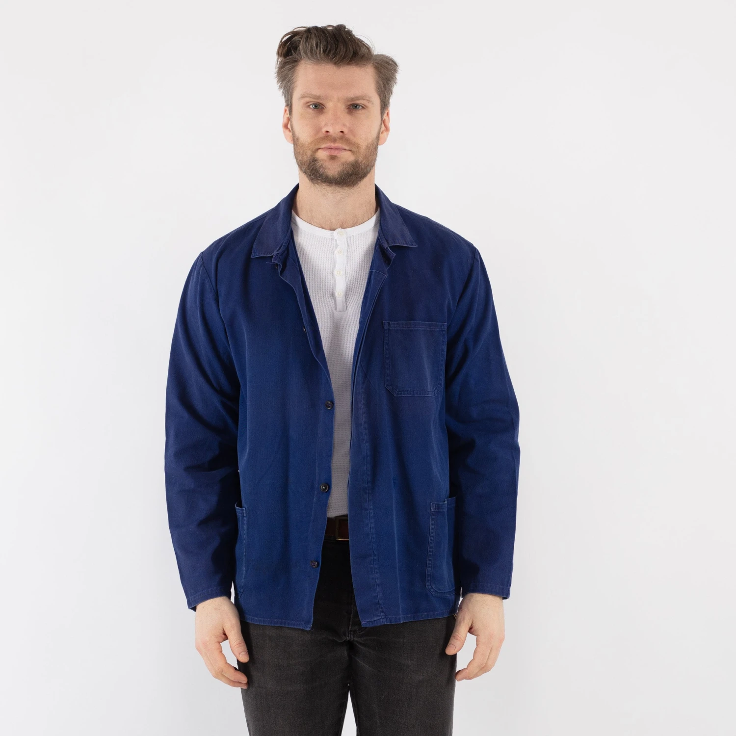 Vintage 70's Men Work Jacket In Blue 4 Vintage 70's Men Work Jacket In Blue - Image 4