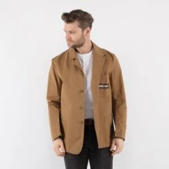 Vintage 70's Men Italian Work Jacket In Beige -Northern Grip Square 0529