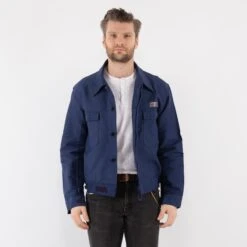 Vintage 70's Men Cropped Italian Work Jacket In Blue -Northern Grip Square 0566