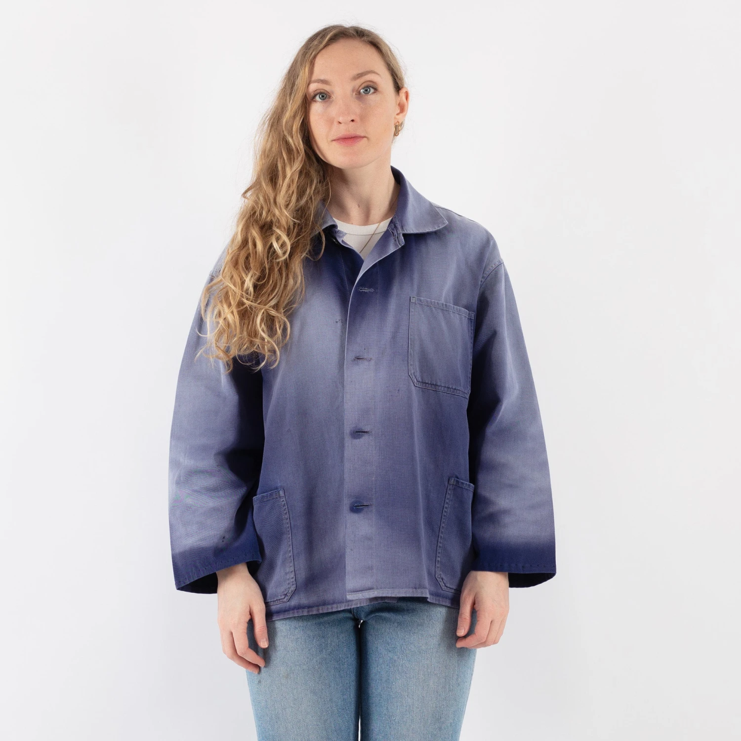 Vintage 90's Women Sun Faded Work Jacket In Blue 5 Vintage 90's Women Sun Faded Work Jacket In Blue - Image 5