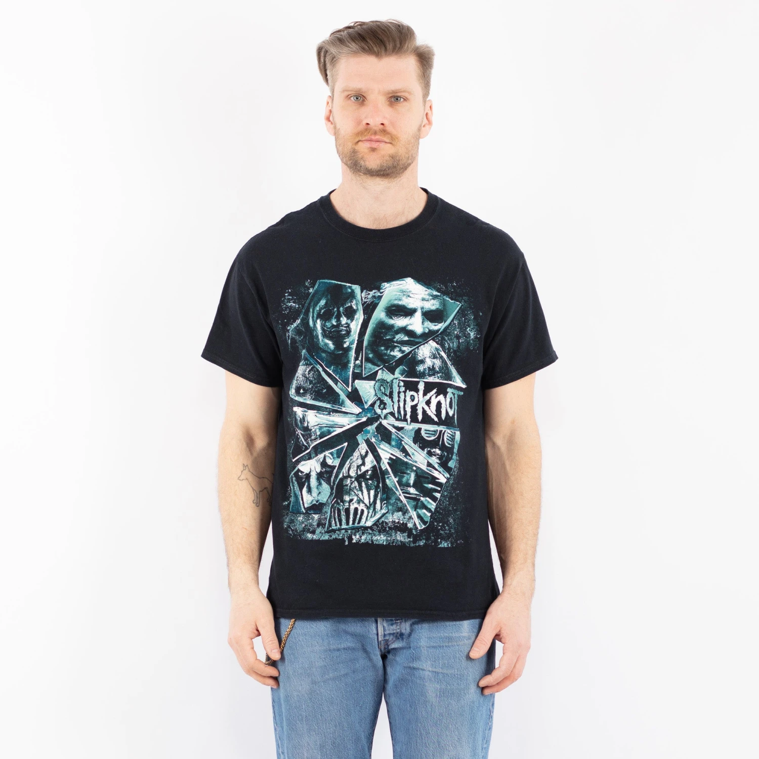 Vintage 00's Men Slipknot Print T-Shirt In Dark Blue 5 Vintage 00's Men Slipknot Print T-Shirt In Dark Blue - Image 5