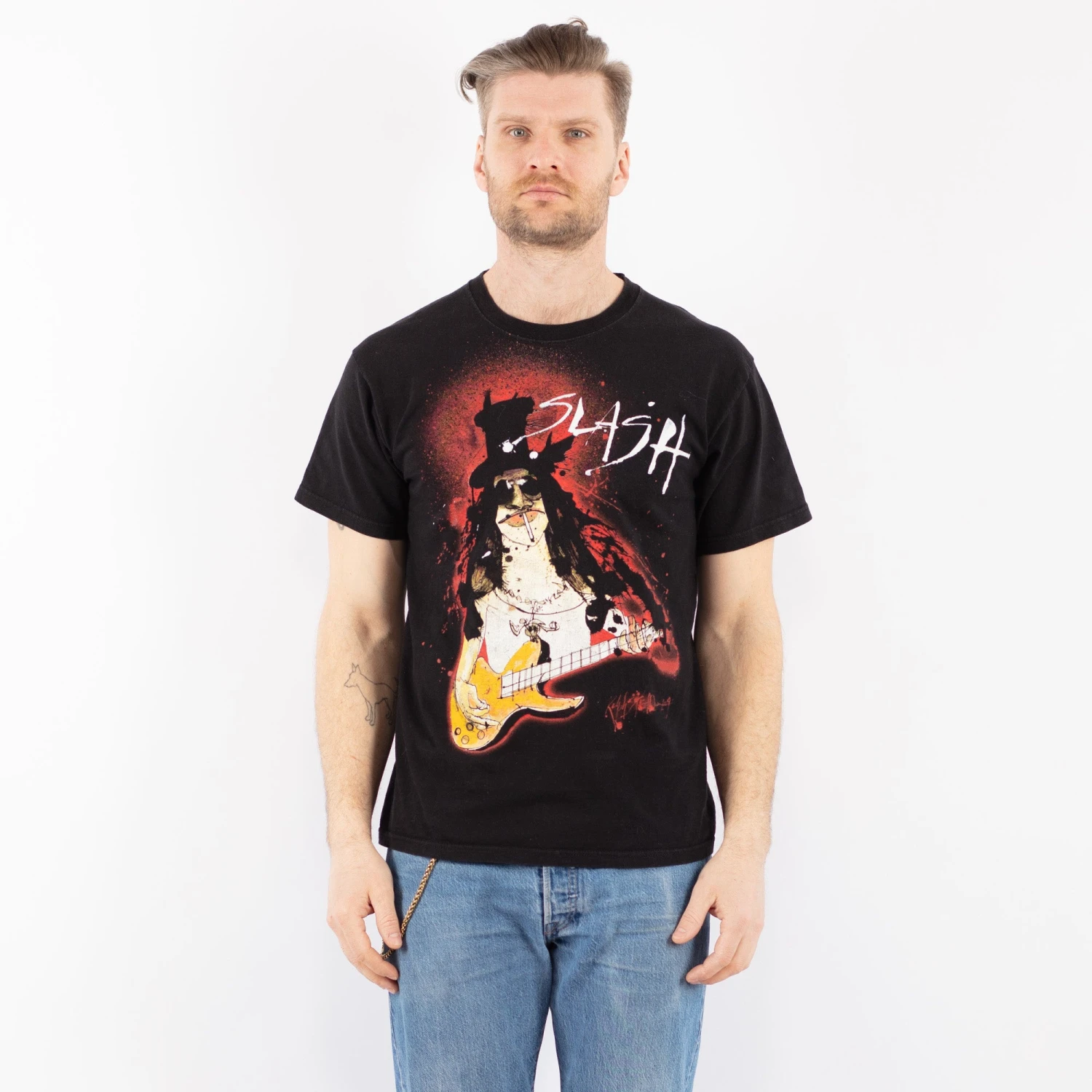 Vintage 00's Men Slash Print T-Shirt In Black 4 Vintage 00's Men Slash Print T-Shirt In Black - Image 4