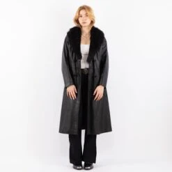 Vintage 90's Penny Lane Leather Coat In Black -Northern Grip Square 0698