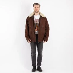 Vintage 90's Men Suede Leather Jacket In Brown 10 Vintage 90's Men Suede Leather Jacket In Brown -Northern Grip Square 0760