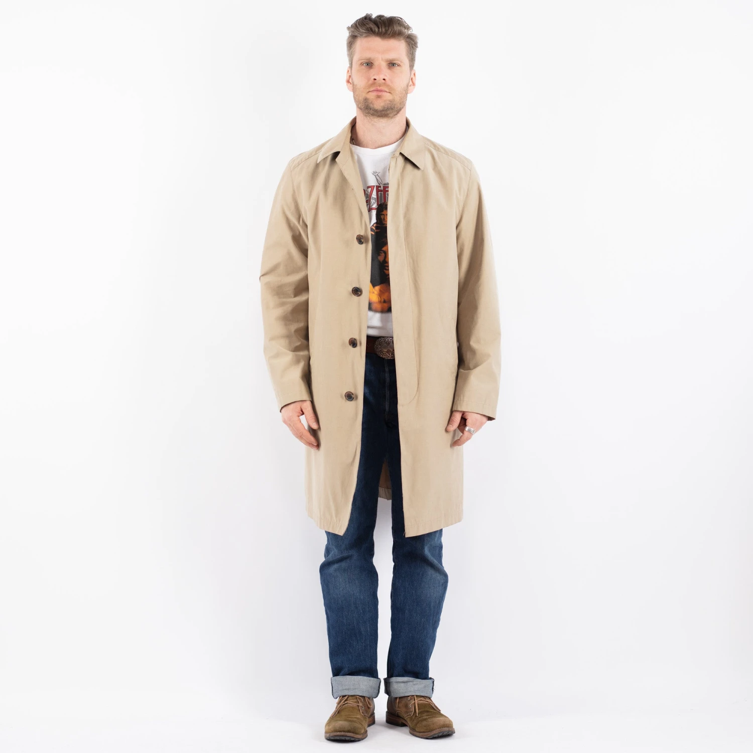 Vintage 00's Men Mac Coat In Beige 5 Vintage 00's Men Mac Coat In Beige - Image 5