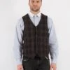 Vintage 00's Men Harris Tweed Vest In Brown