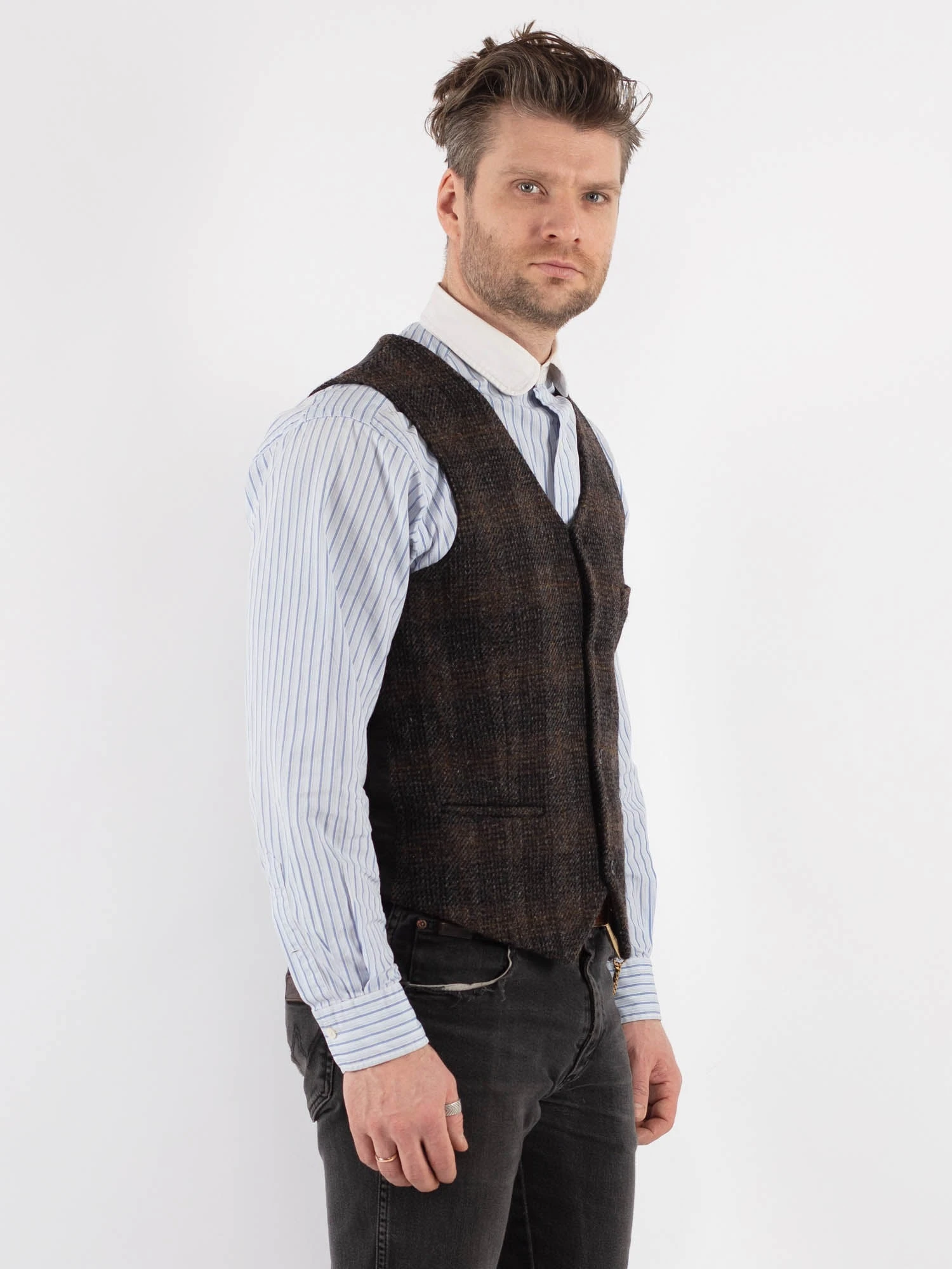 Vintage 00's Men Harris Tweed Vest In Brown 2 Vintage 00's Men Harris Tweed Vest In Brown - Image 2