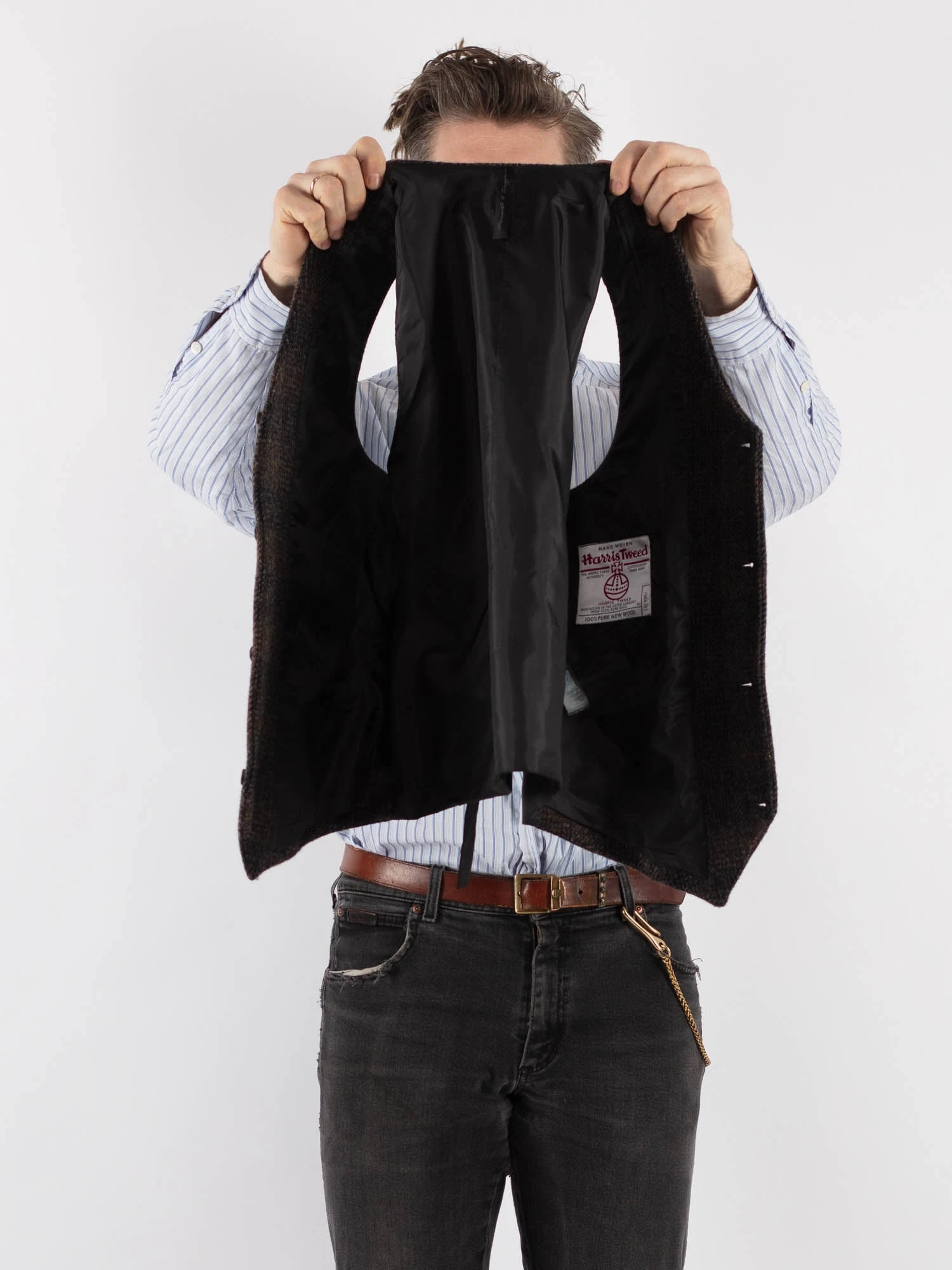 Vintage 00's Men Harris Tweed Vest In Brown 4 Vintage 00's Men Harris Tweed Vest In Brown - Image 4