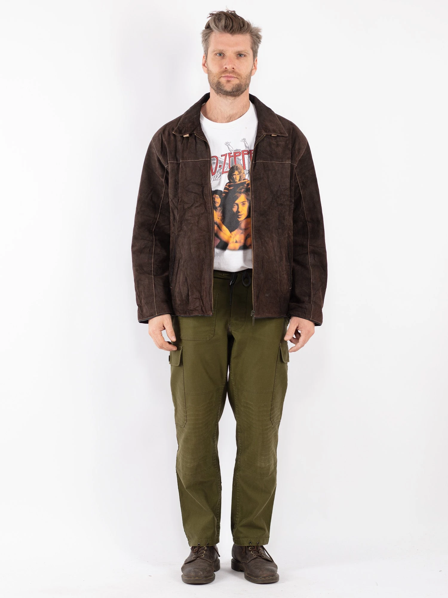 Vintage 00's Men Suede Jacket In Brown 1 Vintage 00's Men Suede Jacket In Brown