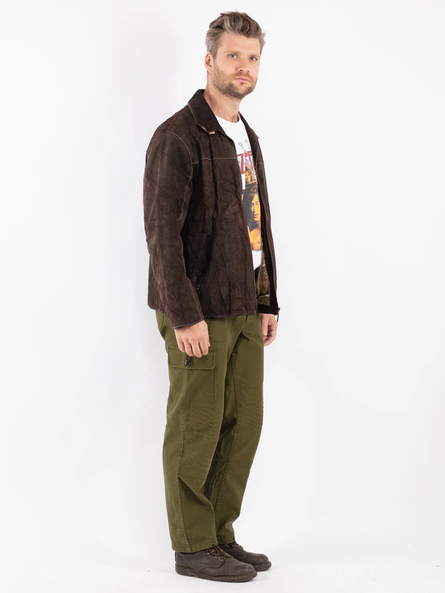 Vintage 00's Men Suede Jacket In Brown 2 Vintage 00's Men Suede Jacket In Brown - Image 2