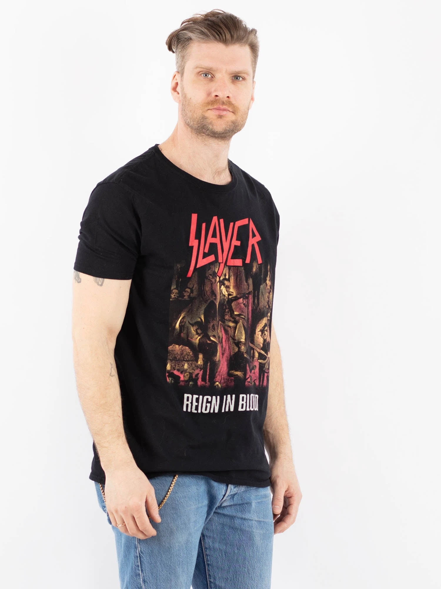 Vintage 00's Men Slayer Print T-Shirt In Black 4 Vintage 00's Men Slayer Print T-Shirt In Black - Image 4