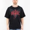 Vintage 00's Men AC/DC Print T-Shirt In Black