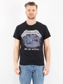 Vintage 00's Men Metallica Print T-Shirt In Dark Gray