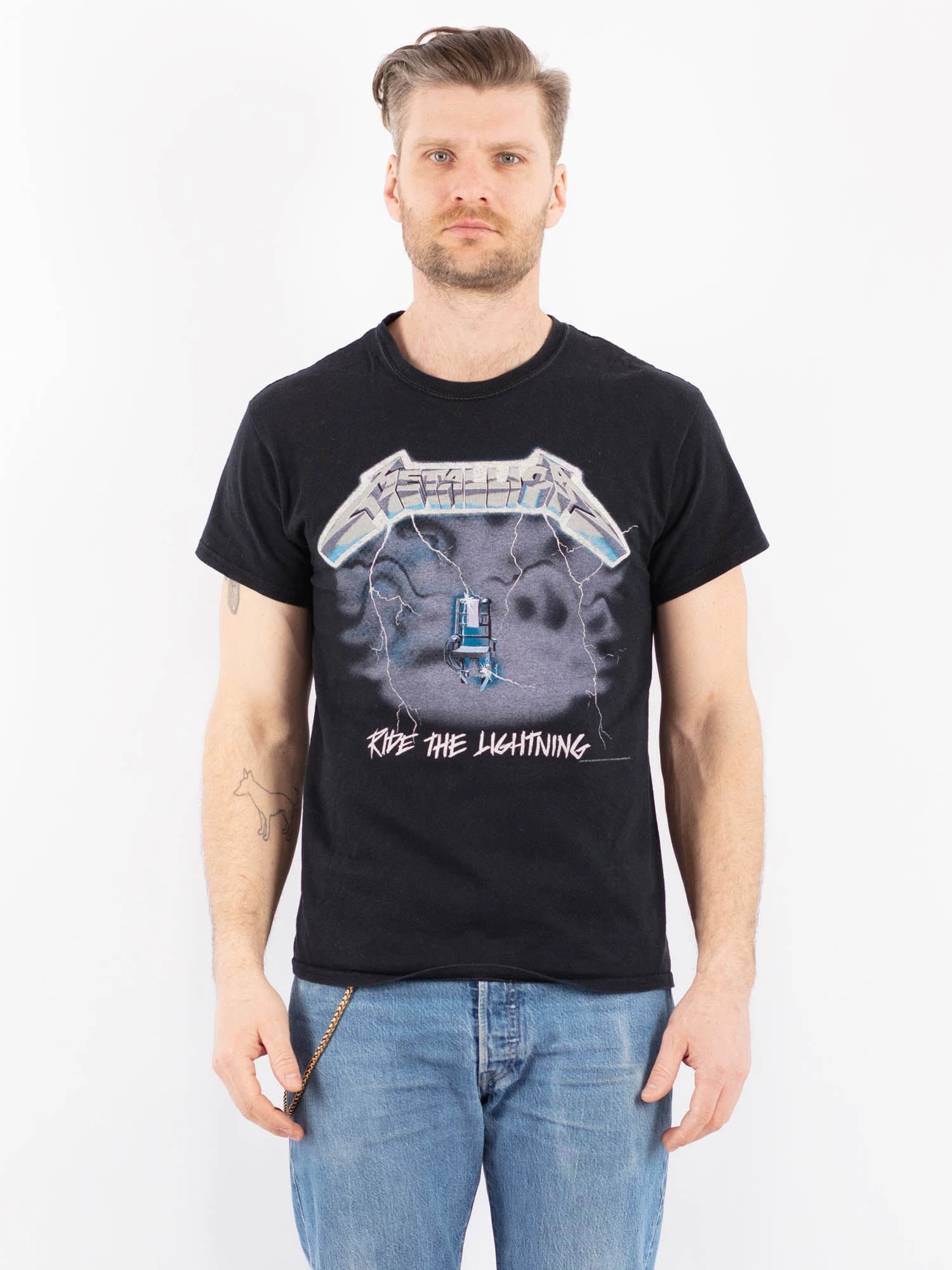 Vintage 00's Men Metallica Print T-Shirt In Dark Gray 1 Vintage 00's Men Metallica Print T-Shirt In Dark Gray