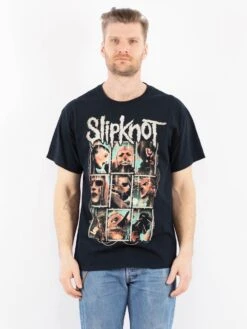 Vintage 00's Men Slipknot Print T-Shirt In Blue