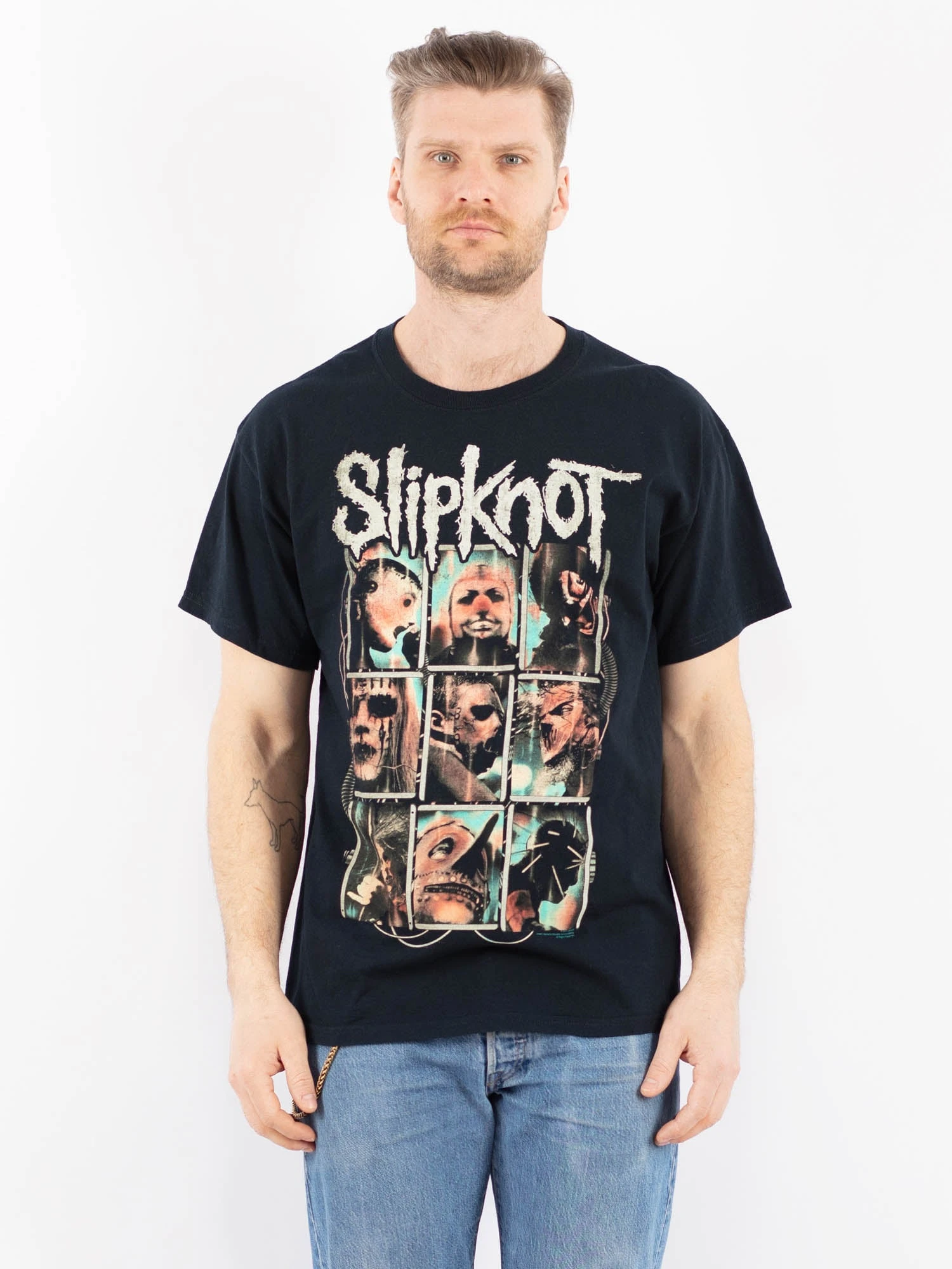 Vintage 00's Men Slipknot Print T-Shirt In Blue 1 Vintage 00's Men Slipknot Print T-Shirt In Blue