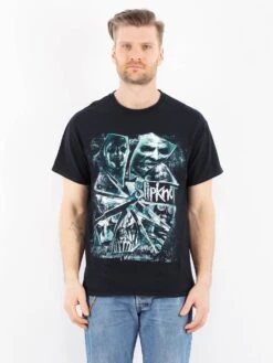 Vintage 00's Men Slipknot Print T-Shirt In Dark Blue