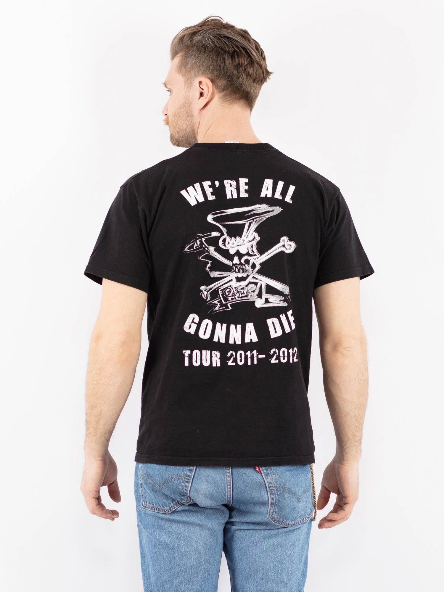 Vintage 00's Men Slash Print T-Shirt In Black 2 Vintage 00's Men Slash Print T-Shirt In Black - Image 2