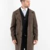 Vintage 00's Men Harris Tweed Overcoat In Brown