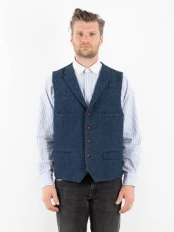 Vintage 00's Men Tweed Vest In Blue