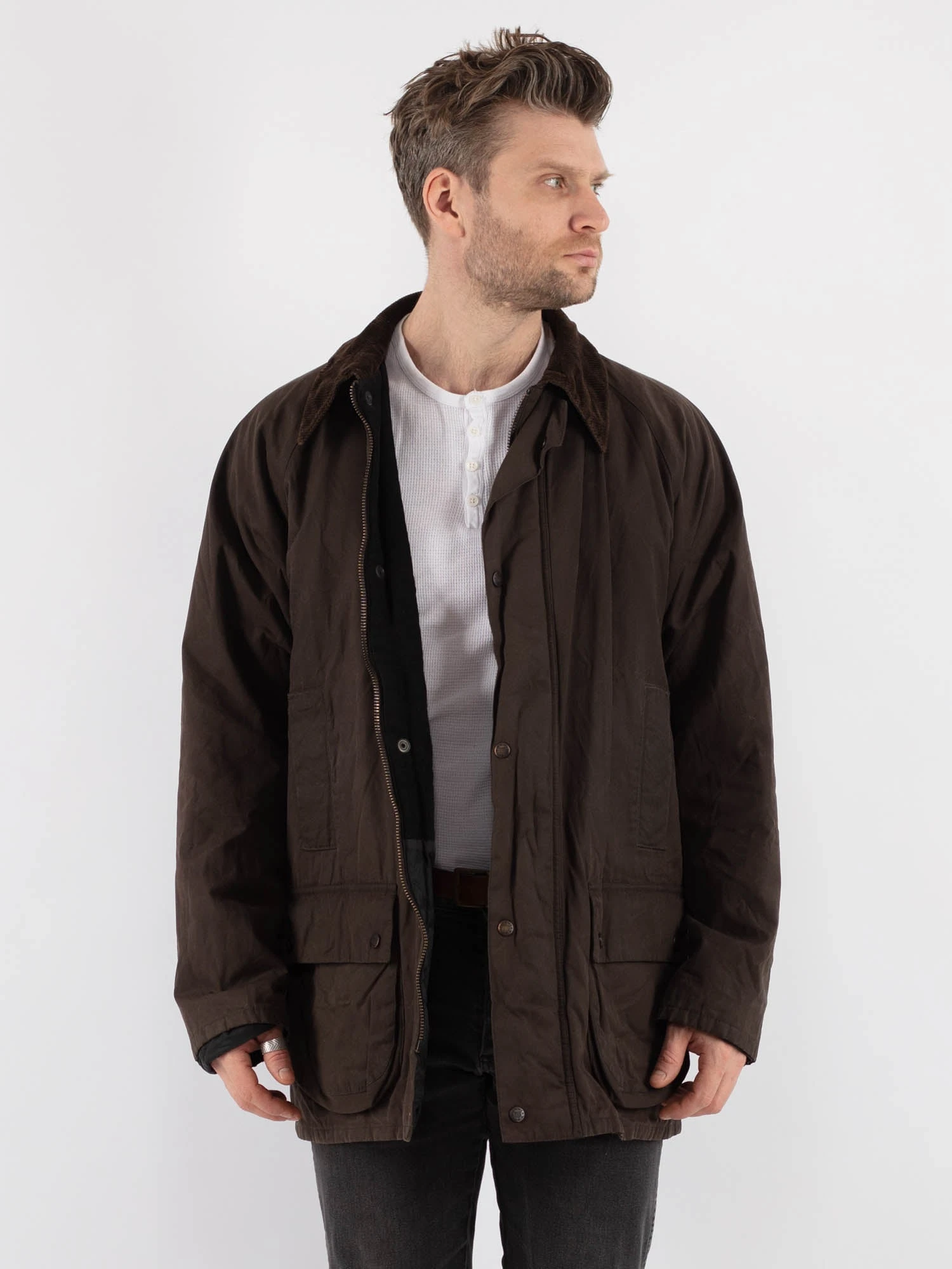 Vintage 00's Men Waxed Canvas Jacket In Brown 1 Vintage 00's Men Waxed Canvas Jacket In Brown