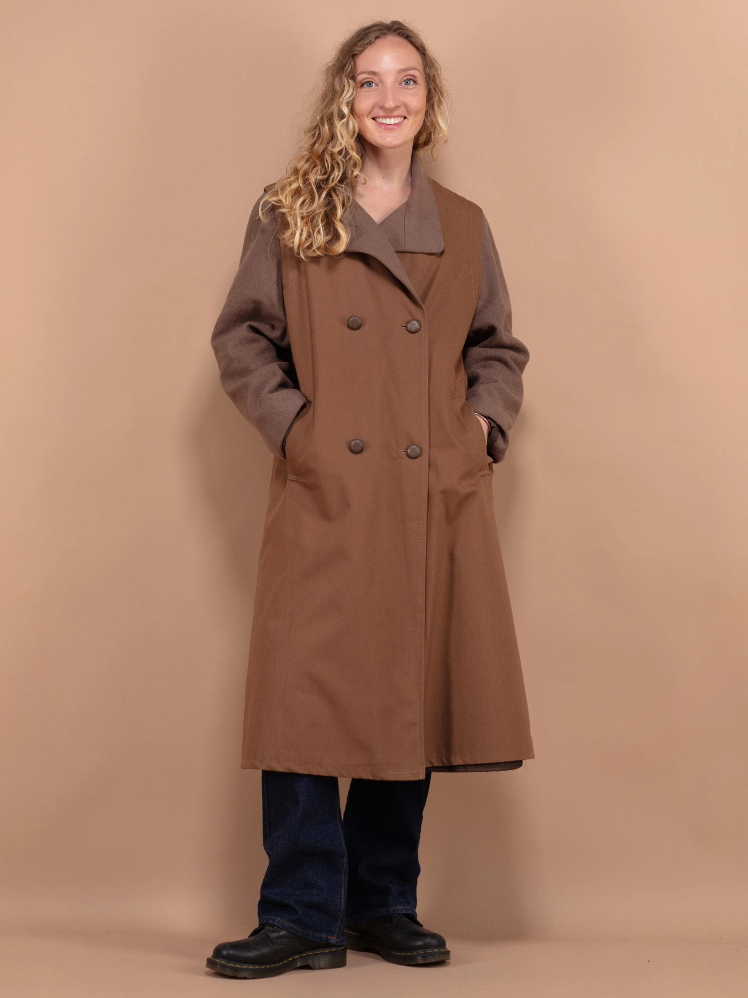 Vintage 00's Women Wool Blend Coat In Brown 1 Vintage 00's Women Wool Blend Coat In Brown