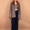 Vintage 00's Women Faux Shearling Coat In Gray