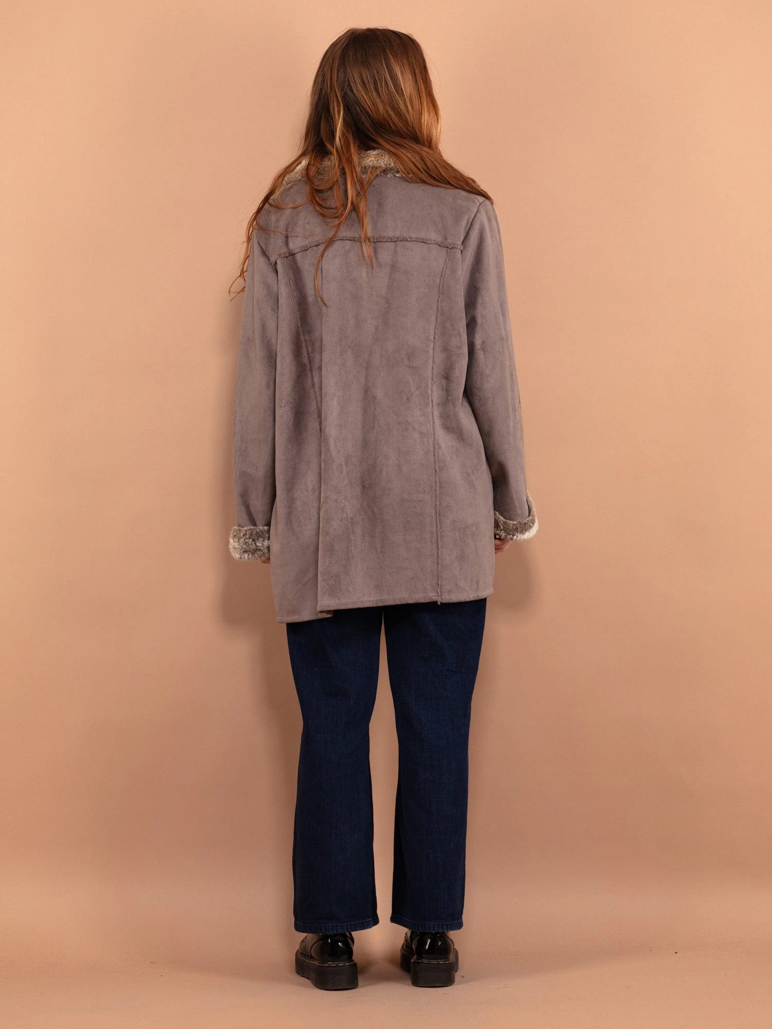 Vintage 00's Women Faux Shearling Coat In Gray 2 Vintage 00's Women Faux Shearling Coat In Gray - Image 2