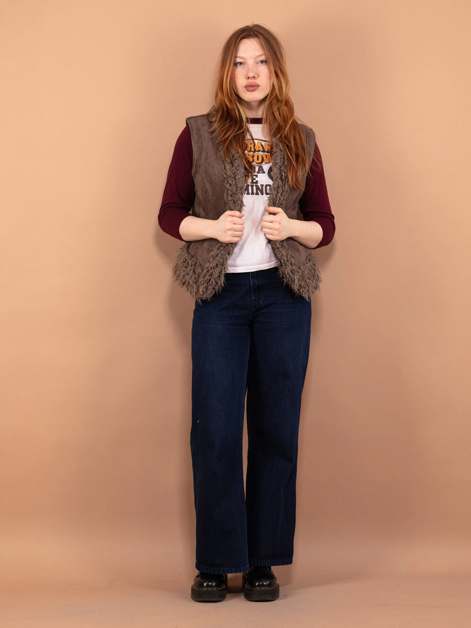 Vintage 00's Women Faux Shearling Vest In Brown 1 Vintage 00's Women Faux Shearling Vest In Brown