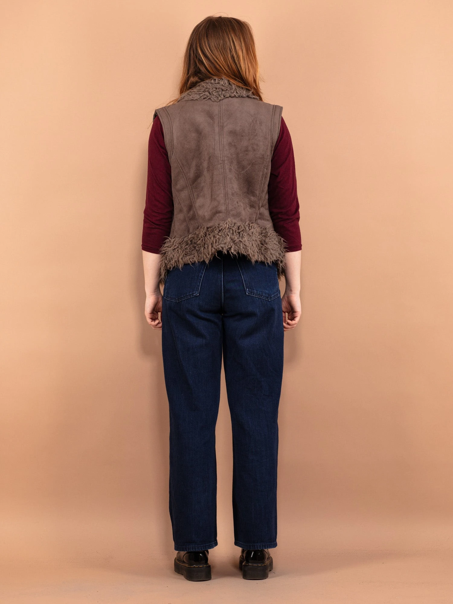 Vintage 00's Women Faux Shearling Vest In Brown 2 Vintage 00's Women Faux Shearling Vest In Brown - Image 2