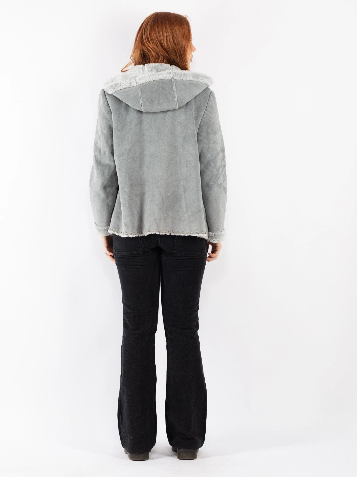 Vintage 00's Women Sherpa Coat In Gray 2 Vintage 00's Women Sherpa Coat In Gray - Image 2