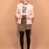Vintage 00's Women Faux Sheepskin Jacket In Pink