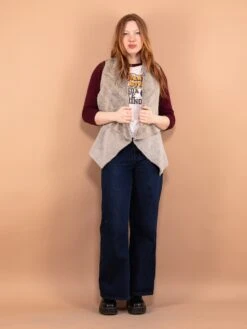 Vintage 00's Women Faux Sheepskin Vest In Gray