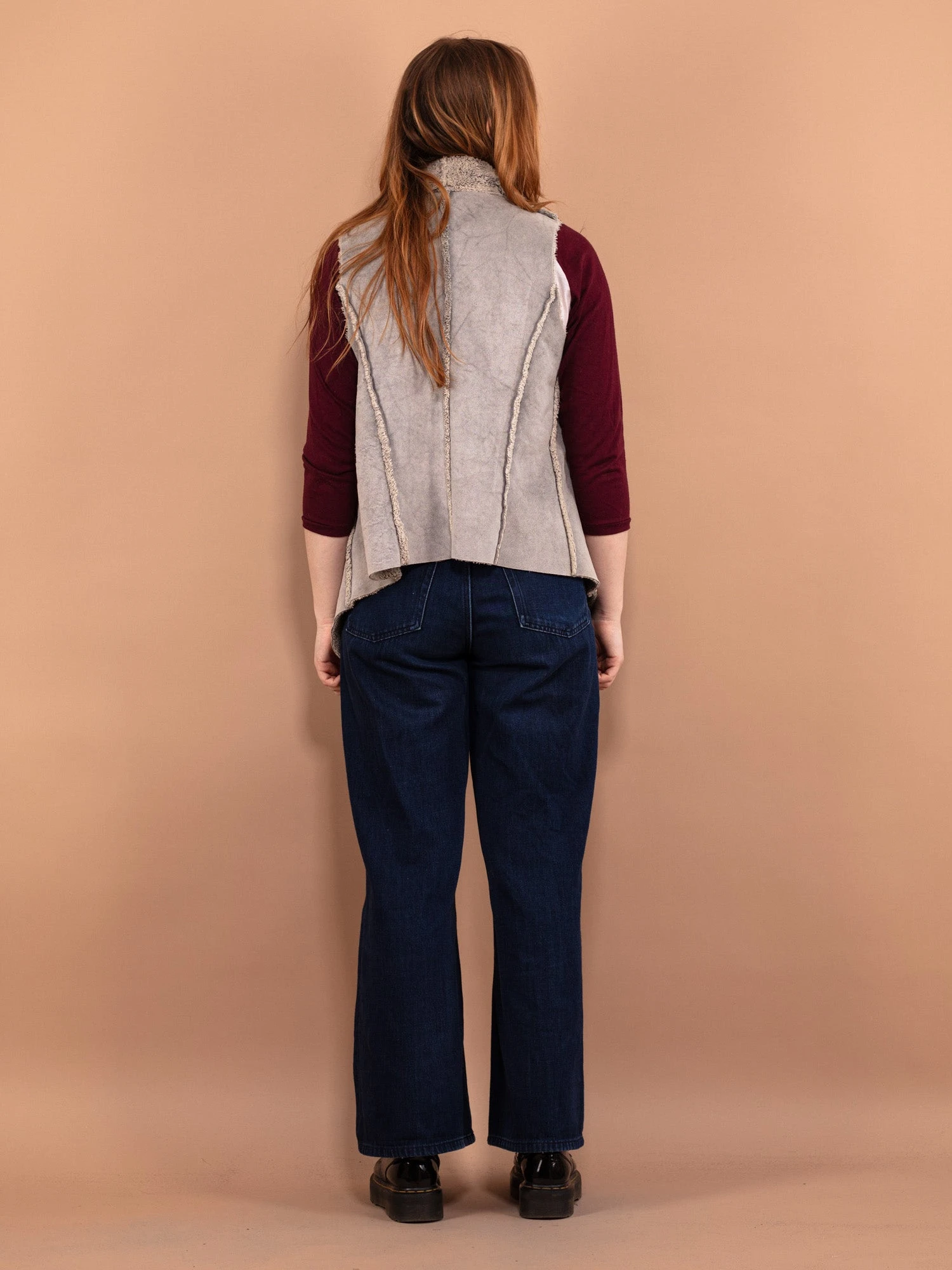 Vintage 00's Women Faux Sheepskin Vest In Gray 2 Vintage 00's Women Faux Sheepskin Vest In Gray - Image 2