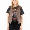 Vintage 00's Women Faux Sheepskin Vest In Beige