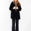 Vintage 00's Women Faux Suede Coat In Dark Blue