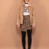 Vintage 00's Women Faux Suede Sherpa Jacket In Beige