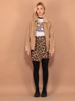 Vintage 00's Women Faux Suede Sherpa Jacket In Beige