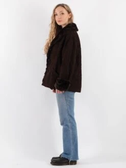 Vintage 00's Women Leather Sherpa Jacket In Brown 7 Vintage 00's Women Leather Sherpa Jacket In Brown -Northern Grip Vintage 00s Women Leather Coat 0788