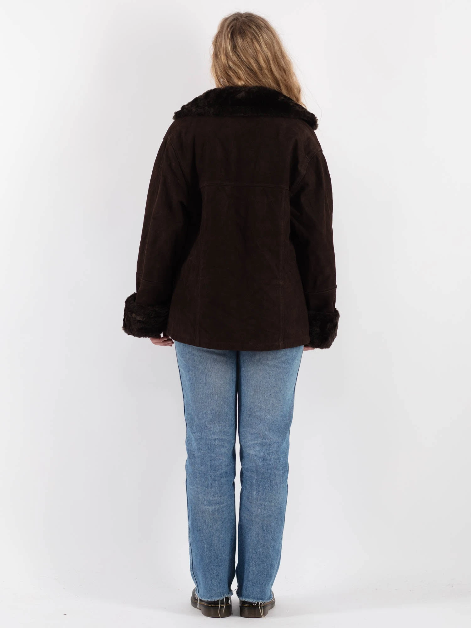 Vintage 00's Women Leather Sherpa Jacket In Brown 2 Vintage 00's Women Leather Sherpa Jacket In Brown - Image 2