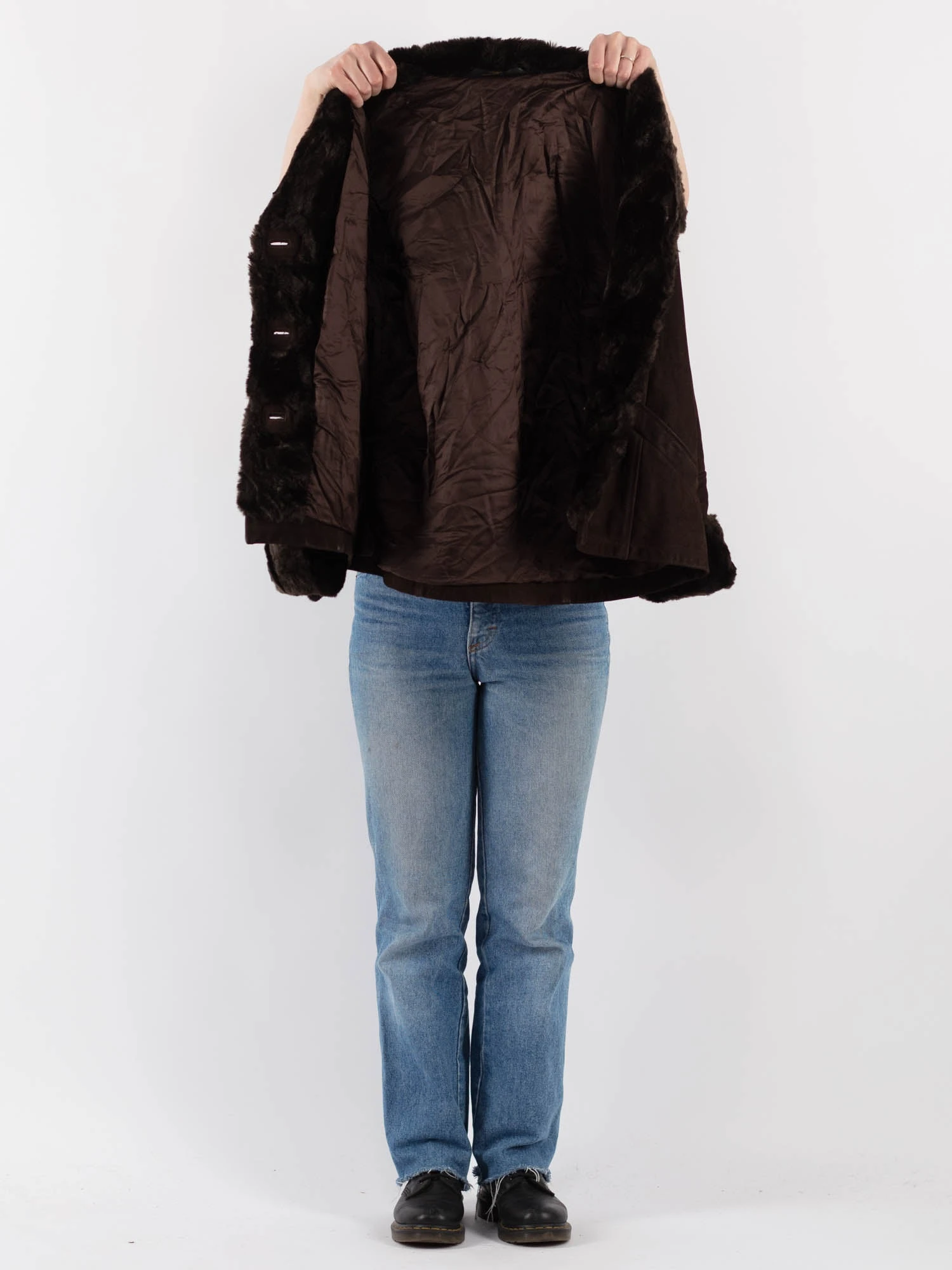 Vintage 00's Women Leather Sherpa Jacket In Brown 4 Vintage 00's Women Leather Sherpa Jacket In Brown - Image 4