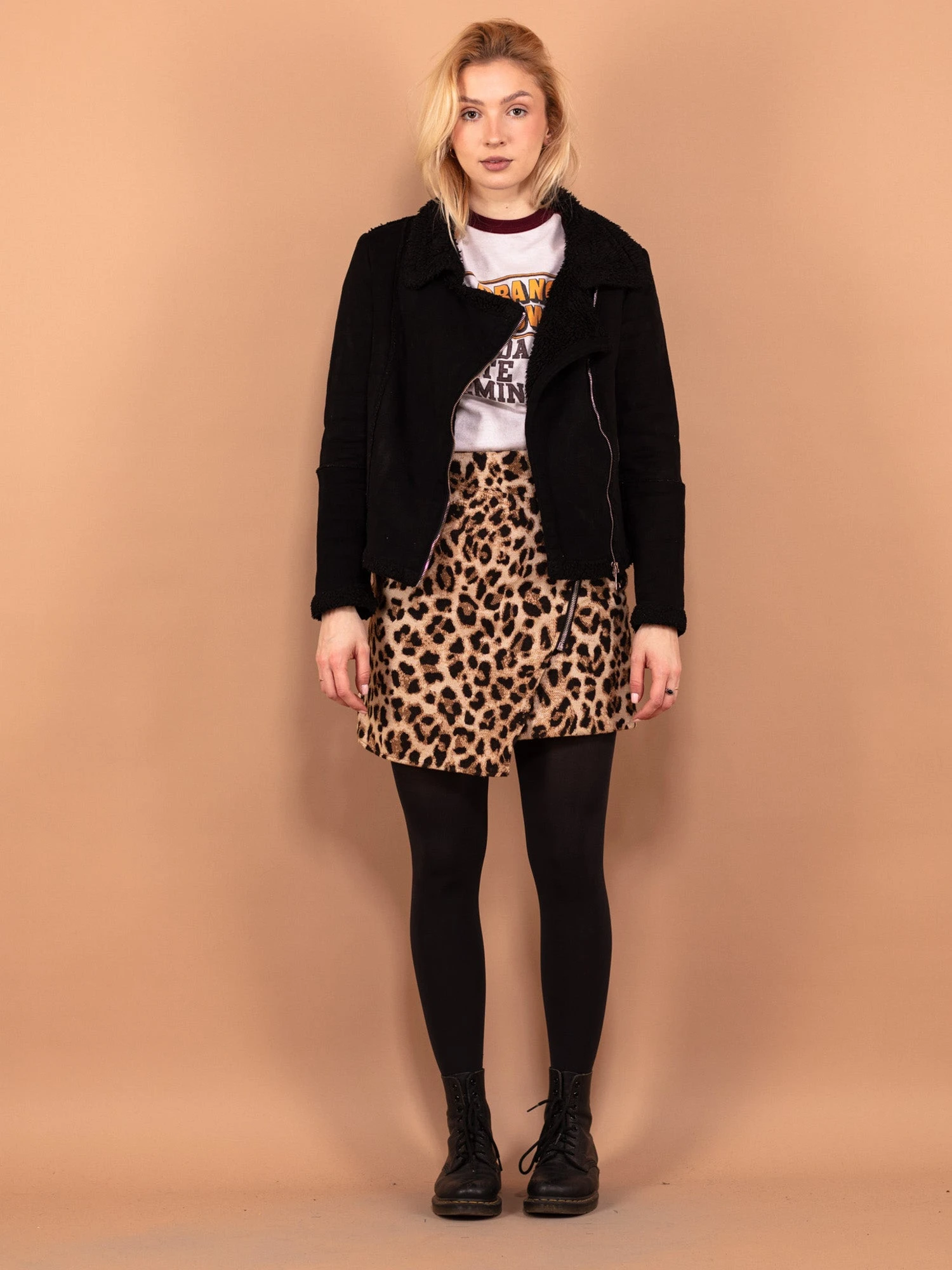 Vintage 00's Women Sherpa Bomber Jacket In Black 1 Vintage 00's Women Sherpa Bomber Jacket In Black