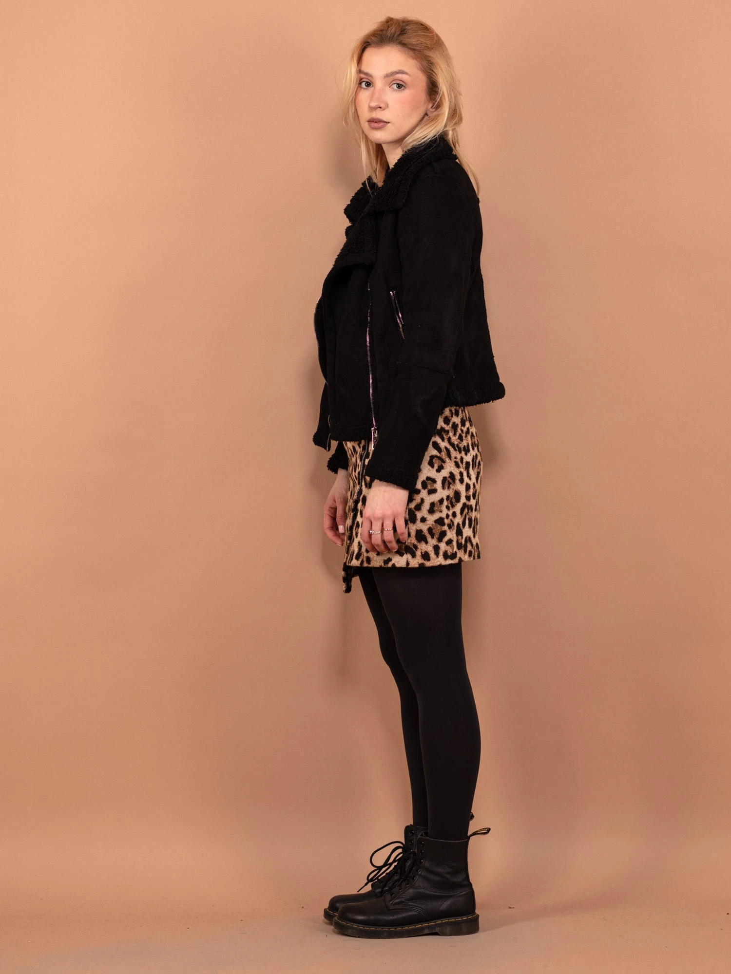 Vintage 00's Women Sherpa Bomber Jacket In Black 3 Vintage 00's Women Sherpa Bomber Jacket In Black - Image 3