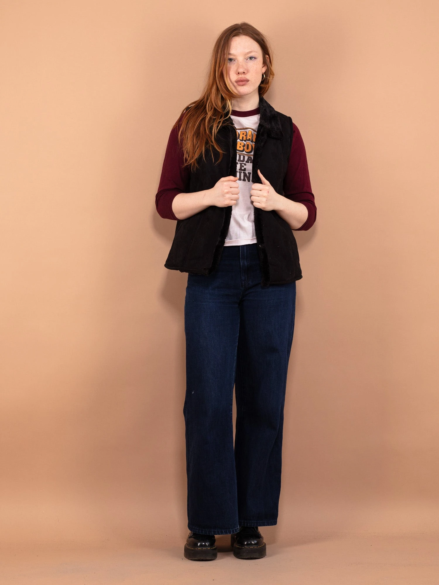 Vintage 00's Women Sherpa Vest In Black 1 Vintage 00's Women Sherpa Vest In Black